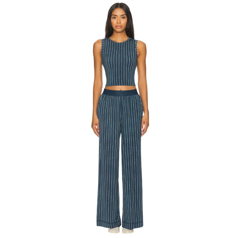 WeWoreWhat Wide Leg Pants in Navy & Cream Small New Womens Wide Leg